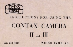 Instructions for Contax II and III English 1948
