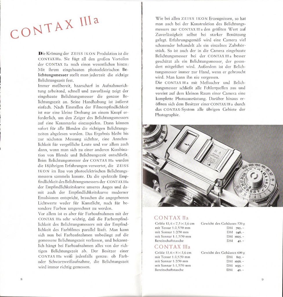 Брошюра по Zeiss Ikon Contax IIa и IIIa (еще одна) — в раздел История