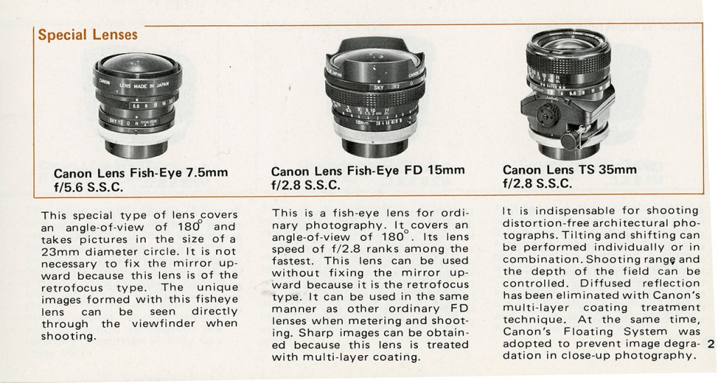 Объективы Canon FD - каталог